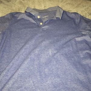 Blue and white heathered polo